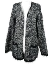 Dámský černo-bílý melírovaný svetrový cardigán 