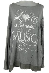 Dámské hnědošedé volné triko s nápisy Laura Torelli