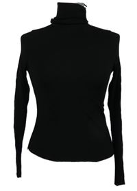 Dámský černý žebrovaný lehký crop svetrový rolák Zara 