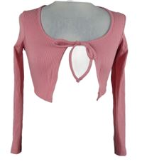 Dámské růžové žebrované bolerko na zavazování Dazy 