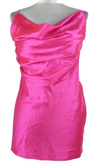 Nové - Dámské neonově růžové saténové šaty s vodou White fox 