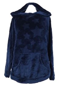 Dámská tmavomodrá hvězdičkovaná plyšová mikina s kapucí Next 