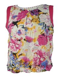 Dámská růžovo-barevná květovaná crop halenka Zeba 