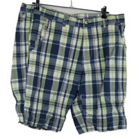 Pánské tmavomodro-zelené kostkované plátěné kraťasy Luciano 