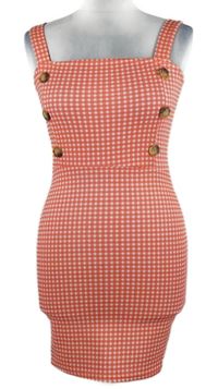 Dámské korálovo-bílé kostkované šaty 