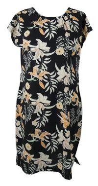 Dámské černé květované šaty 