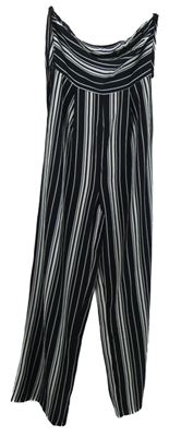 Nové - Dámský černo-bílý pruhovaný palazzo kalhotový overal bez ramínek Parisian 