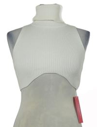 Nové - Dámský bílý žebrovaný pletený crop top s rolákem Shein 