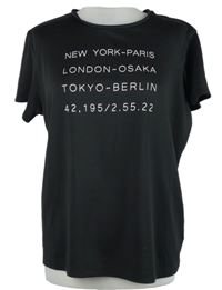 Dámské černé sportovní tričko s nápisy H&M