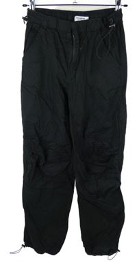 Dámské černé plátěné volné kalhoty Pull&Bear 
