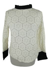 Dámská smetanovo-černá krajková halenka Capsule 