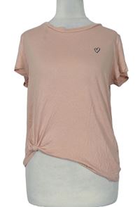 Dámské světlerůžové tričko s uzlem zn. H&M
