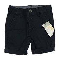 Tmavomodré plátěné chino kraťasy Primark