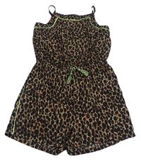 Hnědý kraťasový overal s leopardím vzorem Matalan