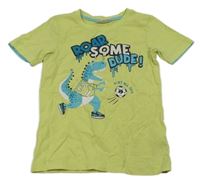 Žluté tričko s dinosaurem infinity kids
