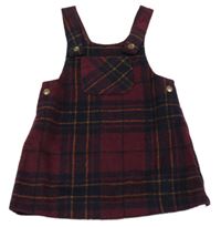 Vínovo-černo-béžové kostkované vlněné šaty Nutmeg