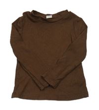 Hnědé žebrované triko Shein