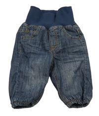 Tmavomodré podšité rifle s úpletovým pasem H&M