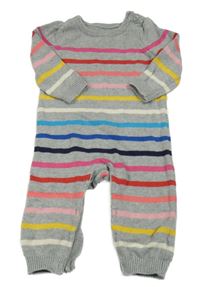 Šedo-barevný pruhovaný pletený overal GAP