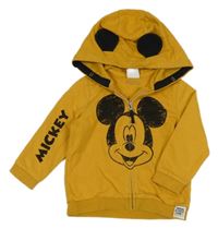 Žlutá propínací mikina s Mickeym Mousem a kapucí Disney