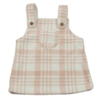 Bílo-růžové kostkované laclové sametové šaty George