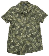 Khaki košile s rostlinami INEXTENSO