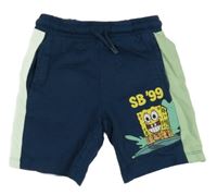 Petrolejovo-mintové teplákové kraťasy se spongebobem 