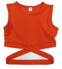 Červený žebrovaný crop top Shein