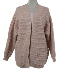 Dámský světlerůžový vzorovaný svetrový cardigan Shein