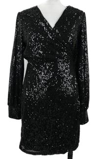 Dámksé černé flitrové zavinovací společenské šaty My Jewellery