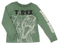 Zelené melírované triko s dinosaurem- Jurský svět