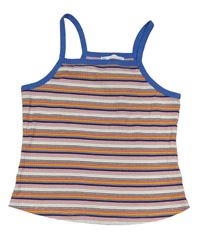 Bílo-moodro-růžový pruhovaný crop top M&S