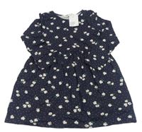 Nové - tmavomodré květované šaty H&M