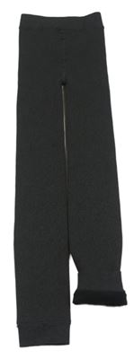 Tmavošedé žebrované zateplené punčocháčové legíny 