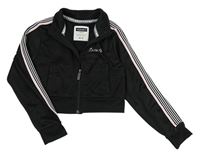 Černá sportovní propínací crop mikina s růžovým pruhem Sonneti