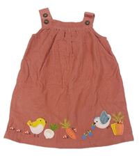 Růžové manšestrové šaty s ptáčky a zeleninou M&S