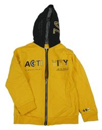 Pomerančová propínací mikina s nápisem a kapucí Mayoral