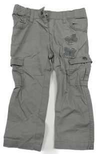 Šedé plátěné kalhoty s motýly Topolino