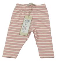 Nové - Růžovo-bílé pruhované legíny Name it