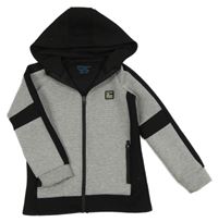 Šedo-černo-vzorovaná propínací mikina s kapucí Primark