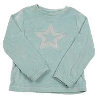 Mentolové plyšové pyžamové triko s hvězdou 