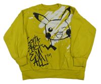 Žlutozelená mikina s Pikachu