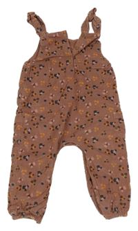 Starorůžový vzorovaný manšestrový podšitý kalhotový overal Next