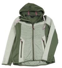 Světle-tmavozelená softshellovo/šusťákovo/pletená funkční bunda s kapucí CMP