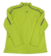 Neonově zelená fleecová mikina s pruhy 