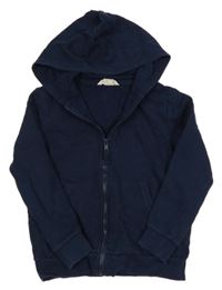 Tmavomodrá propínací mikina s kapucí H&M