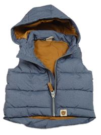 Tmavomodrá melírovaná šusťáková zateplená vesta s kapucí H&M