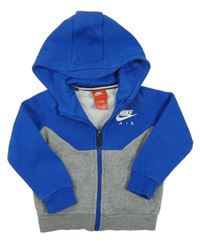 Modro-šedá propínací mikina s logem a kapucí Nike