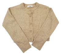 Béžový melírovaný propínací crop svetr H&M