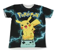 Tmavošedo-bílé tričko Pikachu